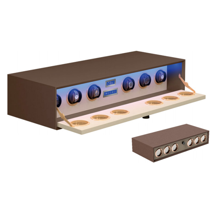 CAJA DE RELOJES MDF/CUERO/CRISTAL (MARRON) 860*350*150