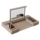 COMODA MDF/CUERO/ACABADO CRISTAL MARRON 1140*540*110