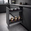 ORGANIZADOR DE COCINA LAZY SUSAN CON TAPETE ANTIDESLIZANTE (2 CANASTILLAS, GRIS, ALUMINIO) - MOD. OCB6405