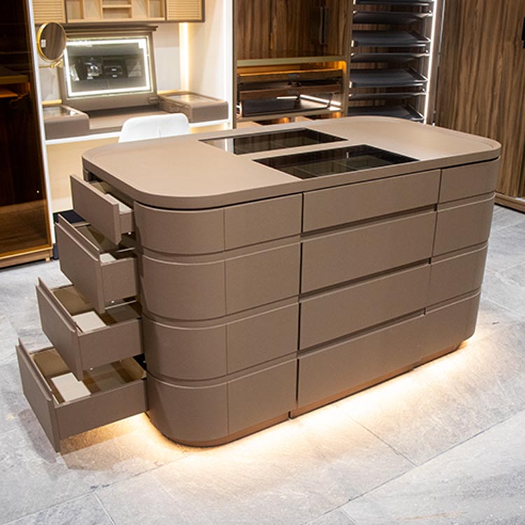 ARMARIO ISLA PARA VESTIDOR CON ALMACENAMIENTO ESQUINERO – MOD. JKA3271