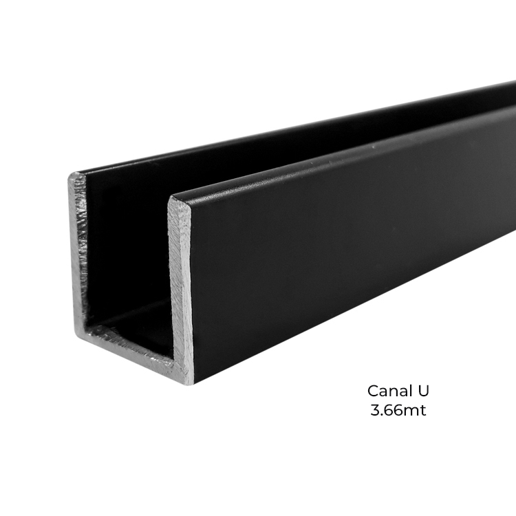 KIT PARA BAÑO MINIMALISTA PARA CRISTAL DE 12MM ( 1 CANAL U JK00498 2.49MT, 1 CANAL U JK004144 3.66MT,  1 MANILLON L 176)