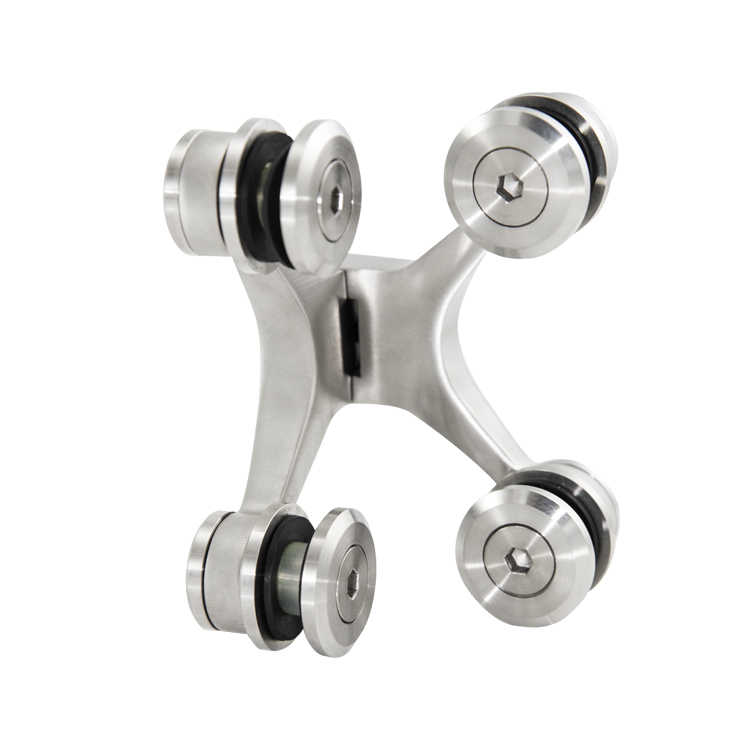 BISAGRA TIPO “ARAÑA” CRISTAL-CRISTAL A 180° CON 4 PATAS