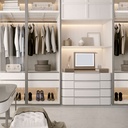 COMODA MDF/CUERO/ACABADO CRISTAL MARRON 1140*540*110