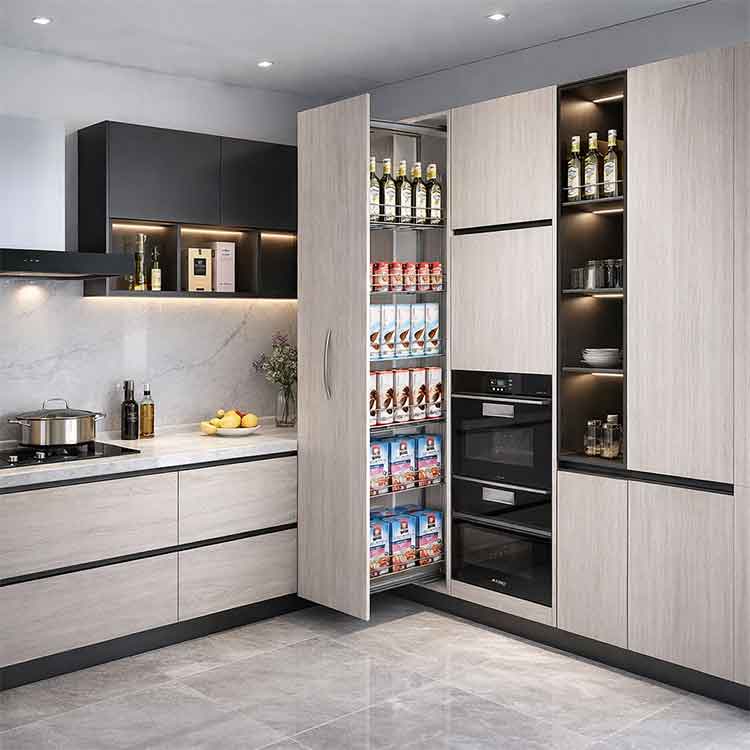 ORGANIZADOR EXTRAIBLE GRIS DE CIERRE SUAVE CON 6 CANASTILLAS 350*480*(1650-1850mm) - MOD.OCB7040