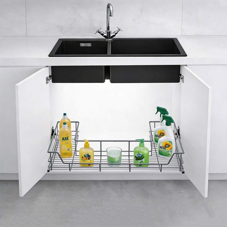 CANASTILLA PARA COCINA DESLIZABLE GRIS OSBCURO (900MM) - MOD. OCB3107